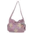 Borsa a tracolla in velluto viola con stelle crema e charm a forma di stella - Viola