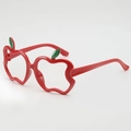 Kids novelty apple shaped red glasses frame with green leaf detail for party decor - Red Frame (No Lens)