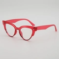 Occhiali da sole ovali rossi traslucidi con montatura cat-eye e rivetti a croce - Montatura Patchwork Rosso Tartarugata Lenti Chiare