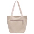 Beige corduroy bucket tas met voorvak met rits voor dagelijks gebruik in de winter - Broken Wit