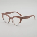 Vintage cat-eye sunglasses featuring dual-tone pink and tortoiseshell frames with silver studs - Khaki Tortoise Patchwork Frame Clear Lens