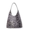 Schicke schwarz-weiße Hobo-Schultertasche mit Leopardenmuster und Webpelz - Schwarz-Weißes Leopardenmuster (1)