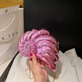 Roze nautilus clutch tas met acryl ketting en metallic afwerking voor avondfeesten - Rozerood