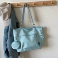 Sac fourre-tout en nylon bleu clair avec plusieurs poches et porte-monnaie assorti - Bleu