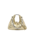 Borsa hobo trapuntata color oro champagne con catena d'argento e manico - Oro