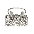 Silver acrylic box bag with stone texture, lion head handles and chain strap - Silver