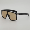 Lunettes de soleil de cyclisme vintage avec verres bruns et détails en métal en losange - Monture Noire Verres Thé