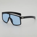 Retro oversized fietszonnebril met zwart montuur en lichtblauwe glazen - Zwart Frame Blauwe Lenzen