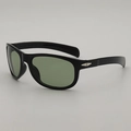 Classic black wrap-around cycling sunglasses with metallic diamond temple details - Black Frame Green Lens