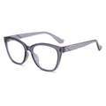 Occhiali anti-luce blu occhio di gatto retrò con montatura viola e aste argentate a onde - Blu Trasparente