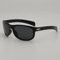 Oversized matte black cycling sunglasses with silver metallic accents and grey polarized lenses - Black Frame Grey Lens