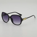 Übergroße schwarze Sonnenbrille mit lila Verlaufsgläsern und goldenen Retro-Verzierungen - Schwarzer Rahmen Doppelt Graue Linse