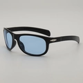 Oversized cycling sunglasses with black frame, light blue lenses and silver diamond trim - Black Frame Blue Lens