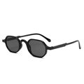 Retro black hexagonal children's sunglasses with dark lenses for a stylish look - Black Frame Black Grey Lens