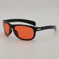 Lunettes de soleil de sport à monture noire et verres orange pour le cyclisme - Monture noire verres rouges