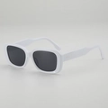 Retro white square frame sunglasses with dark lenses and silver diamond rivets - White Frame Gray Lens