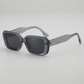 Retro square sunglasses featuring transparent dark grey frames and diamond rivet accents - Translucent Grey Frame Grey Lens