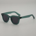 Retro round jelly green sunglasses with dark lenses and stylish silver metal rivets - Green Frame Grey Lens