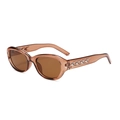 Occhiali da sole cat eye marrone traslucido con eleganti accenti in metallo argentato - Montatura Tè Lenti Tè
