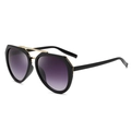Lunettes de soleil noires avec verres dégradés violets et double pont doré - Monture Noire Double Verre Gris