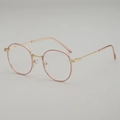 Retro rond metalen brilmontuur in goud en roze getoond vanuit een hoek van 45 graden - Goud Roze Frame Heldere Lens