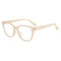 Translucent champagne cat eye glasses frames with elegant wavy metal temple details - Light Tea Frame