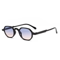 Retro zonnebril voor kinderen met zwart zeshoekig montuur en gradiënt glazen - Zwart Frame / Blauw-Roze Glazen