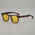 Retro tortoise shell sunglasses with round frames and yellow lenses featuring metal rivets - Tortoise Frame Yellow Lens