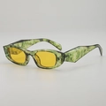 Retro cat eye sunglasses with green marble frame and vibrant yellow lenses - Green Floral Frame Yellow Lens