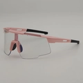 Pink semi-rimless photochromic cycling sunglasses with anti-slip temple tips - Pink Frame Photochromic Grey Lens