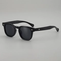 Classic black full-rim sunglasses with silver arrow studs and dark UV lenses - Black Frame Grey Lens