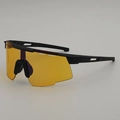 Outdoor cycling sunglasses featuring bright yellow photochromic lenses and black matte frame - Black Frame Orange to Grey Photochromic Lens