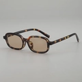 Retro tortoise shell square sunglasses with brown lenses and metal rivet details - Tortoise Frame Tea Lens