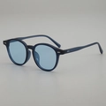 Vintage oval sunglasses with blue translucent frames and lenses for UV protection - Transparent Blue Frame Blue Lens