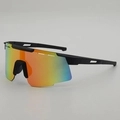 Cycling sunglasses with matte black frames and colorful gradient lenses for sports - Black Frame Red Mirror