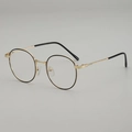 Retro rond metalen brilmontuur in zwart en goud met verstelbare neuspads voor comfort - Zwart Goud Frame Helder