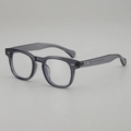 Stylish translucent grey retro round frames with silver stud accents and clear lenses - Translucent Grey Frame Clear Lens