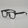Classic black square eyewear frames with silver diamond rivets and anti-blue light lenses - Black Frame Clear Lens