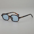 Retro small square sunglasses with tortoise shell frame and translucent blue lenses - Tortoiseshell Frame Blue Lens