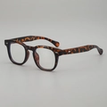 Retro tortoiseshell round frame sunglasses with silver arrow metal accents and clear lenses - Leopard Frame Clear Lens