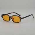 Retro small square sunglasses with tortoiseshell frames and yellow tinted lenses - Bract Pattern Frame / Orange Lens