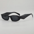 Cat eye sunglasses with black geometric frames and wide temples for a modern retro look - Black Frame Grey Lens