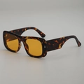 Square tortoise sunglasses with yellow lenses and metal rivets in a retro frame - Tortoise Frame Orange Lens