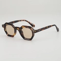 Occhiali da sole geometrici ottagonali tartarugati con lenti color marrone chiaro - Montatura Tartarugata