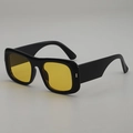 Square black frame sunglasses with vibrant yellow lenses for a retro street style look - Black Frame Yellow Lens