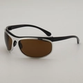 Lunettes de soleil Y2K incurvées avec monture argentée, branches noires et verres marron - Monture Noir Argent Verres Marron