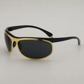 Y2K luxury oversized wrap sunglasses in black and gold finish with curved frame - Black Gold Frame Grey Lens