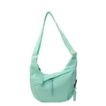 Sac bandoulière demi-lune vert menthe en nylon avec détails de tirettes décoratives - Vert