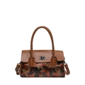 Borsa vintage marrone caramello con goffratura floreale 3D e tracolla rimovibile - Rosso