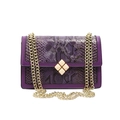 Chic purple snakeskin chain bag for women with gold strap and elegant center clasp - Purple